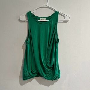 The Nines Boutique Green Gathered Front Tie Tank Top Medium
